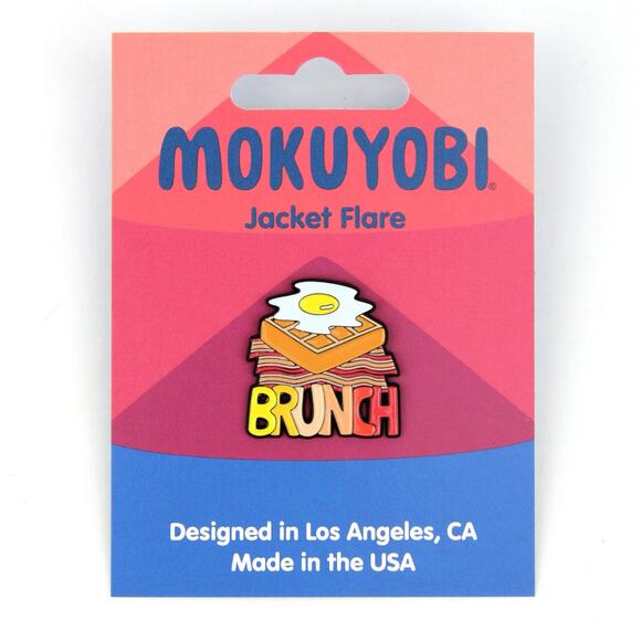 MOKUYOBI Enamel Brunch Jacket Flare Pin NWT - Picture 1 of 4